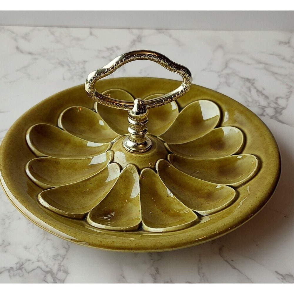 Vintage California Pottery Retro Yellow Serving Dish Made In USA B1